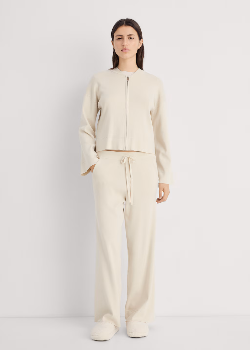 Ribbed knit trousers - Light/Pastel Grey