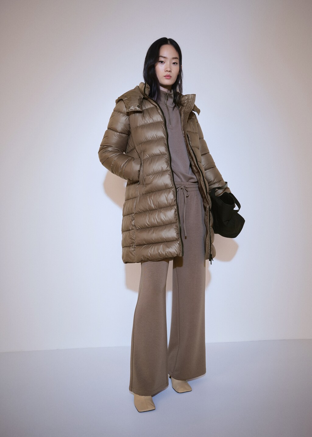 Water-repellent quilted coat - Medium Brown