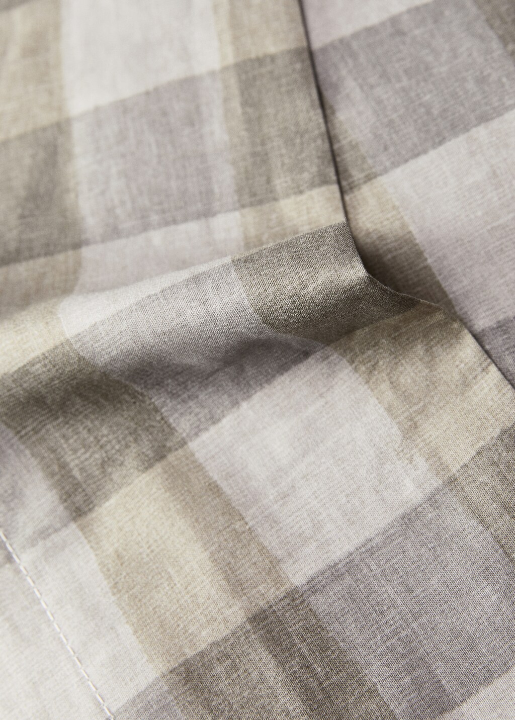Cotton percale check pillowcase, 45x110 cm - Medium Brown