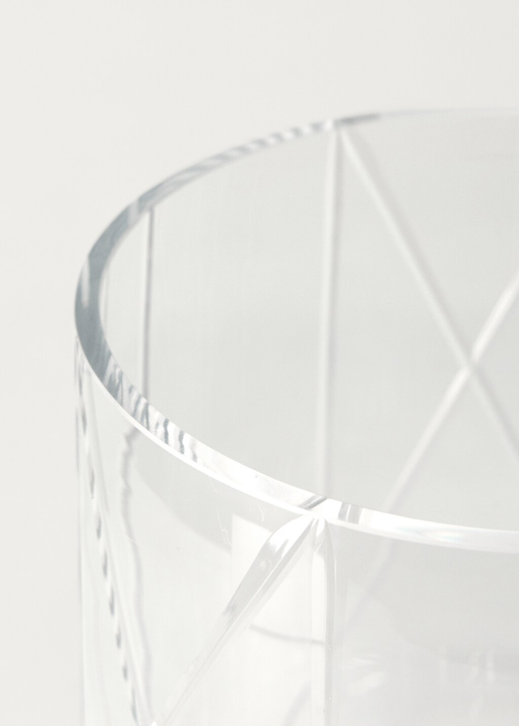 Hand blown carved glass vase - Ice Grey