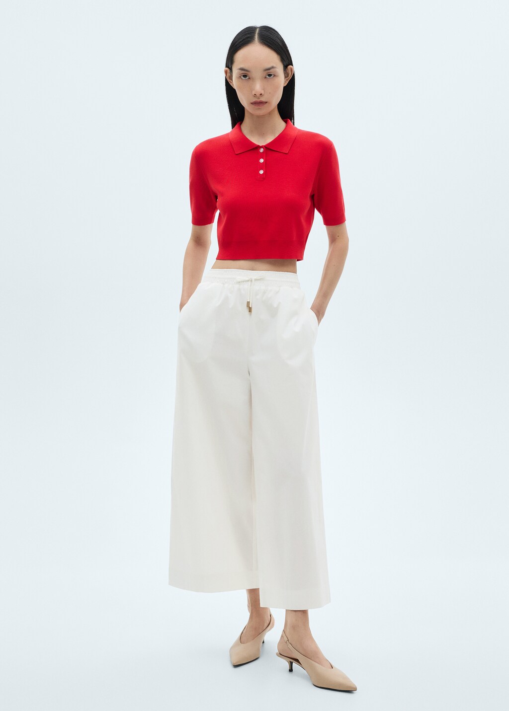 Culotte trousers with pockets - White