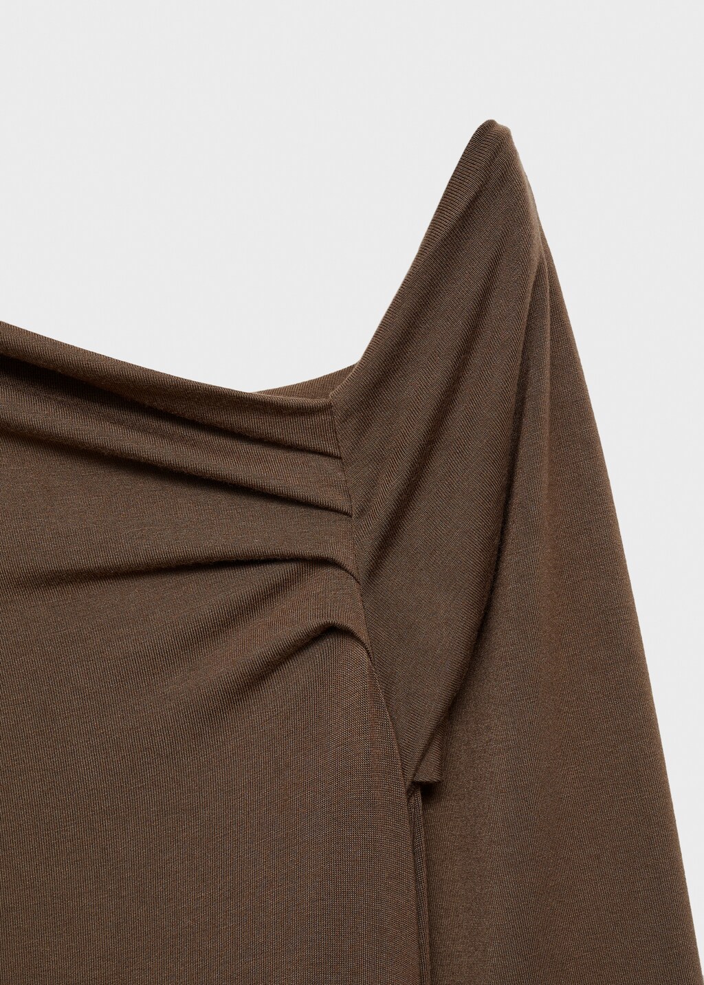 Combined-fabric jumpsuit with belt - Brown