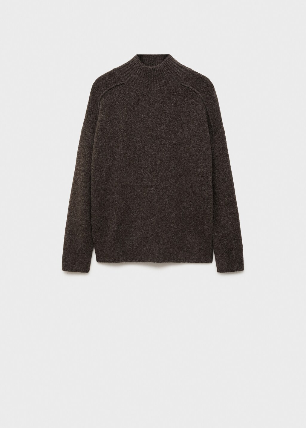 Perkins-neck sweater with seams - Medium Brown