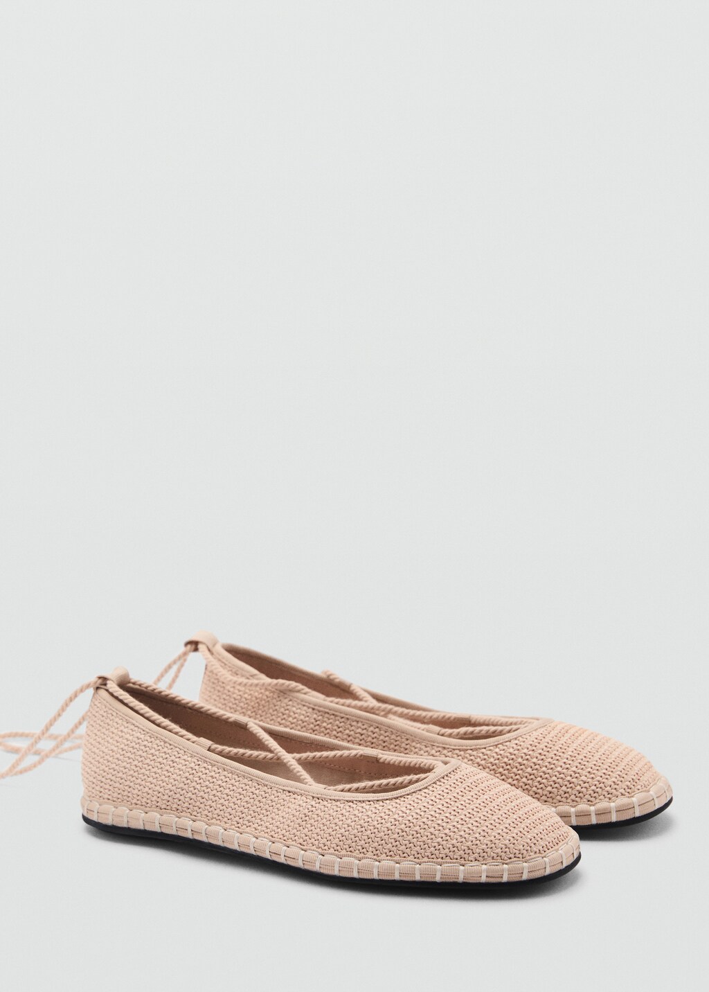 Knitted lace-up ballet flats - Beige