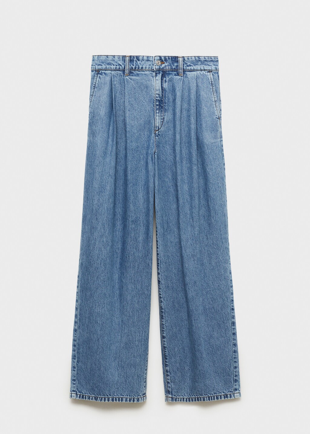 Rinse-wash wideleg jeans with pleats - Open Blue