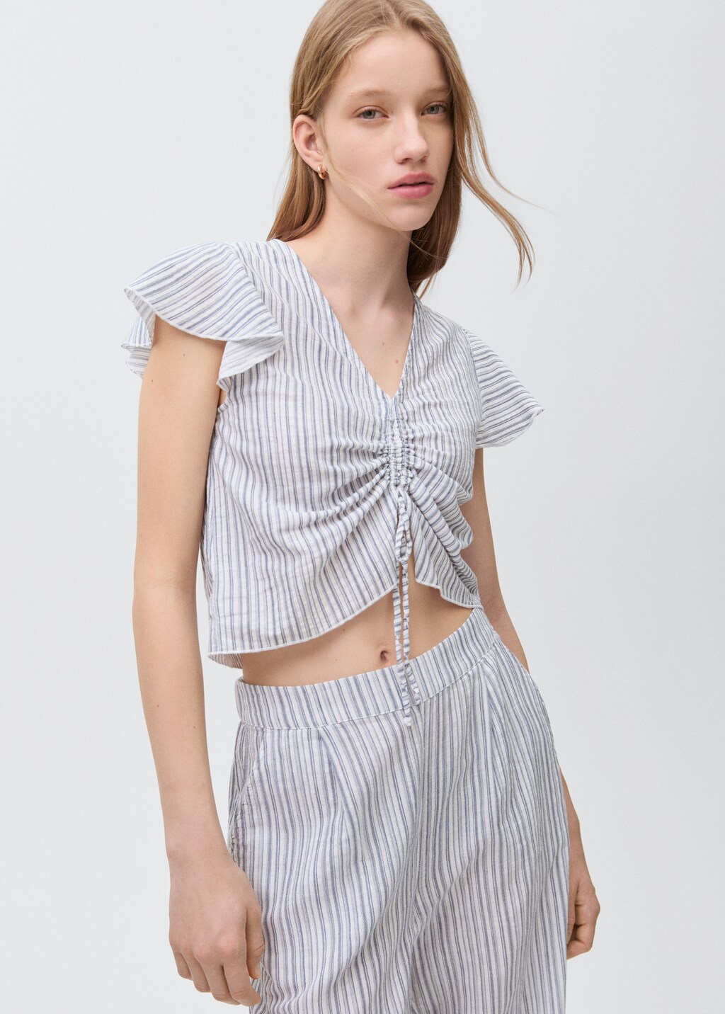 Ruched detail blouse - Sky Blue