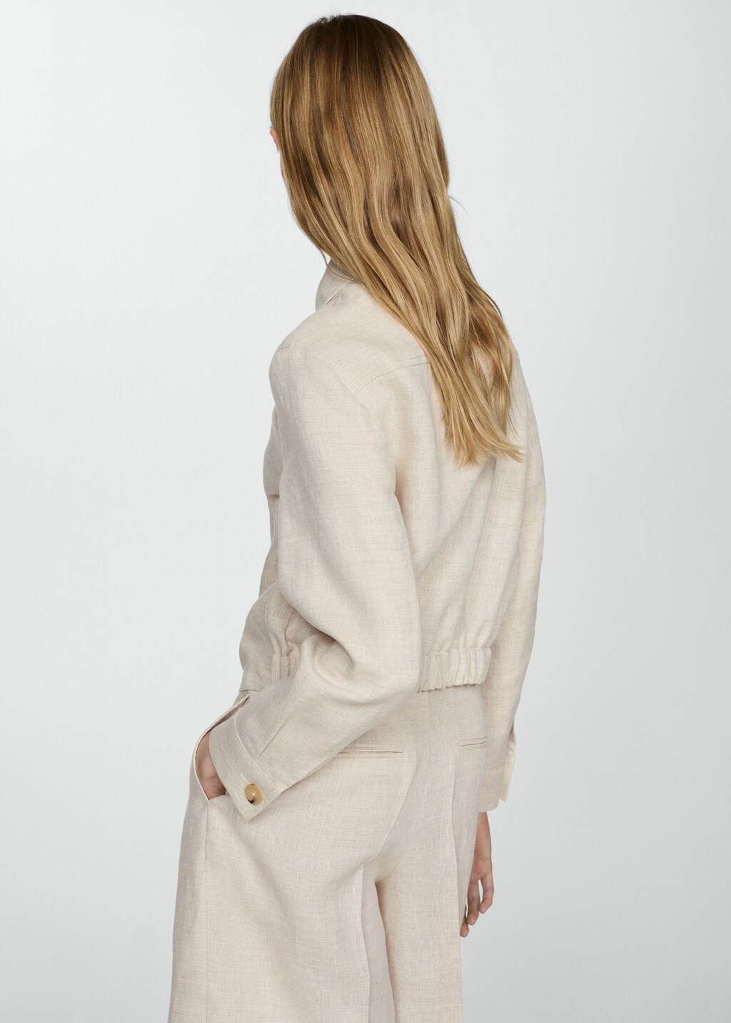 100% linen jacket with zip - Light/Pastel Grey