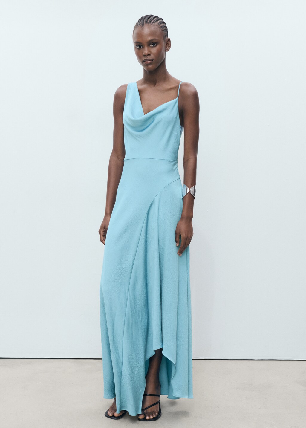 Asymmetrical creased-effect dress - Sky Blue