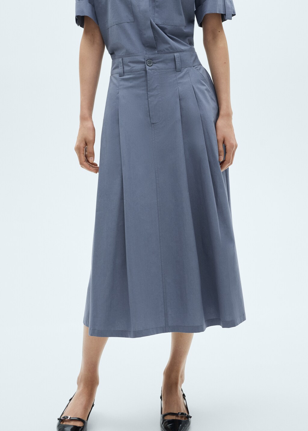 Pleated midi-skirt - Ecru
