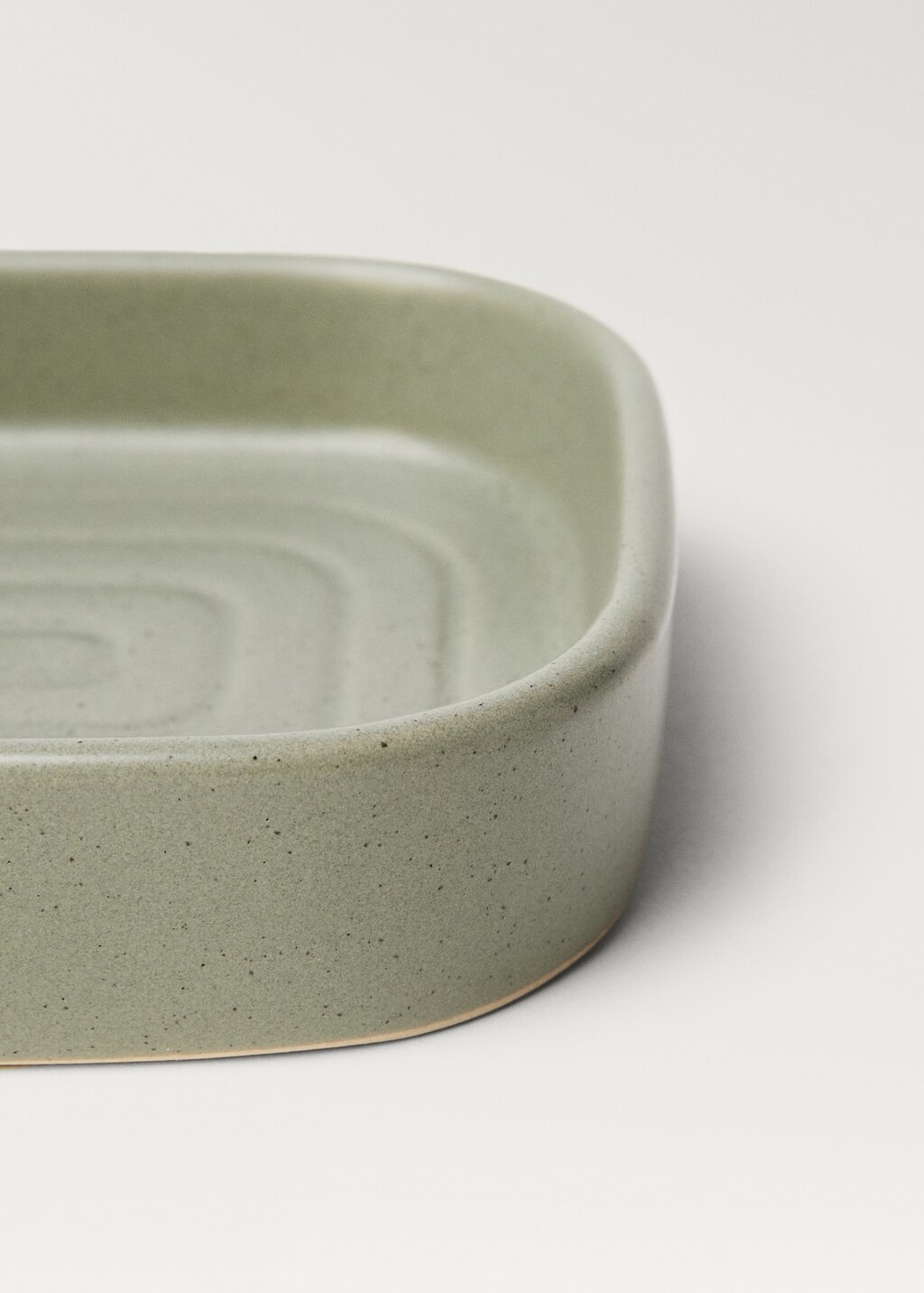 Striped stoneware soap dish - Grey