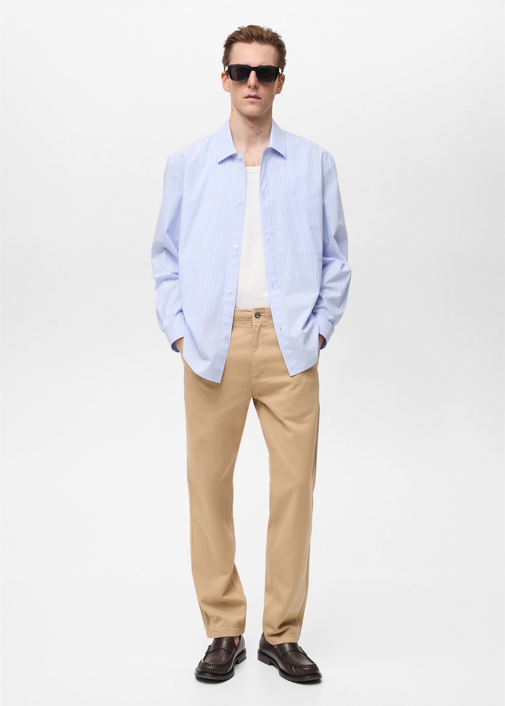 100% cotton regular-fit striped shirt - Sky Blue