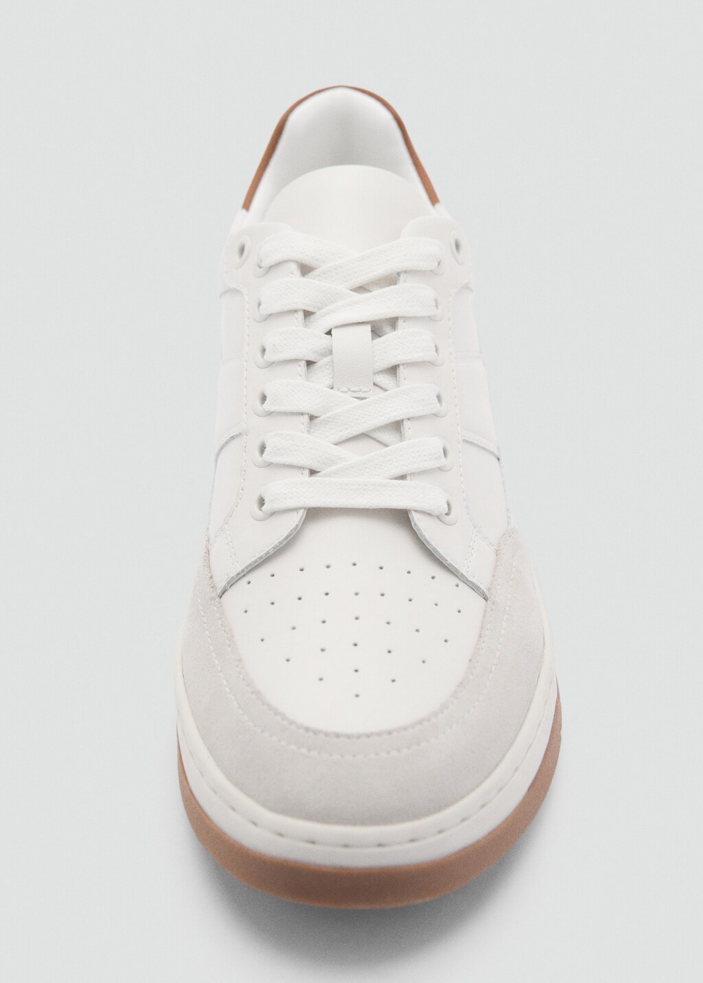 Combined leather trainers - White