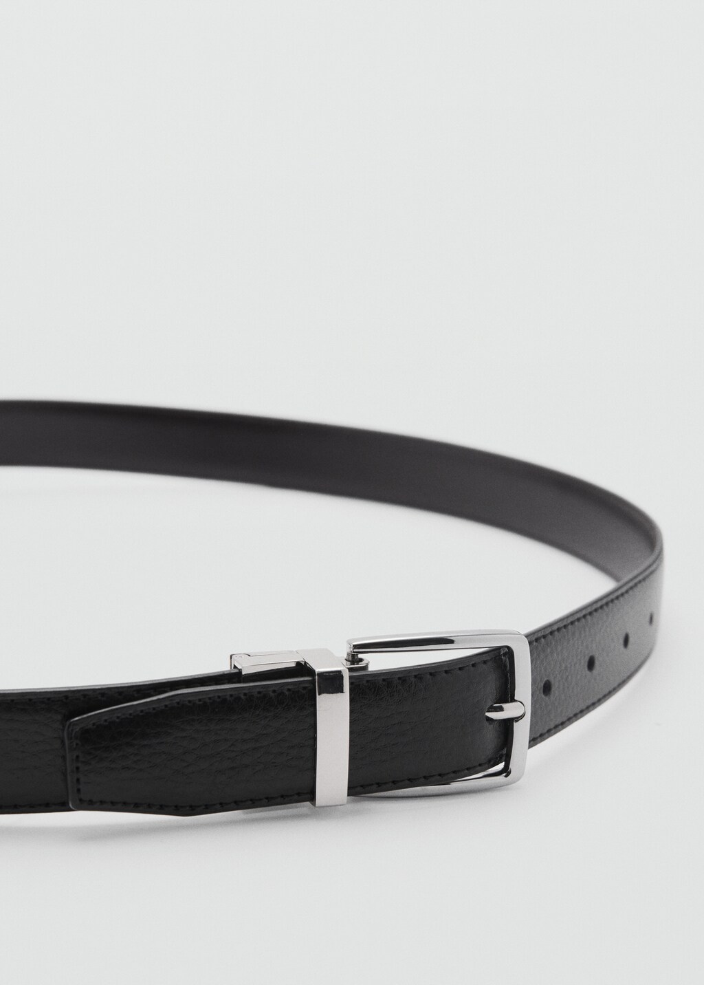 Reversible pebble leather belt - Black