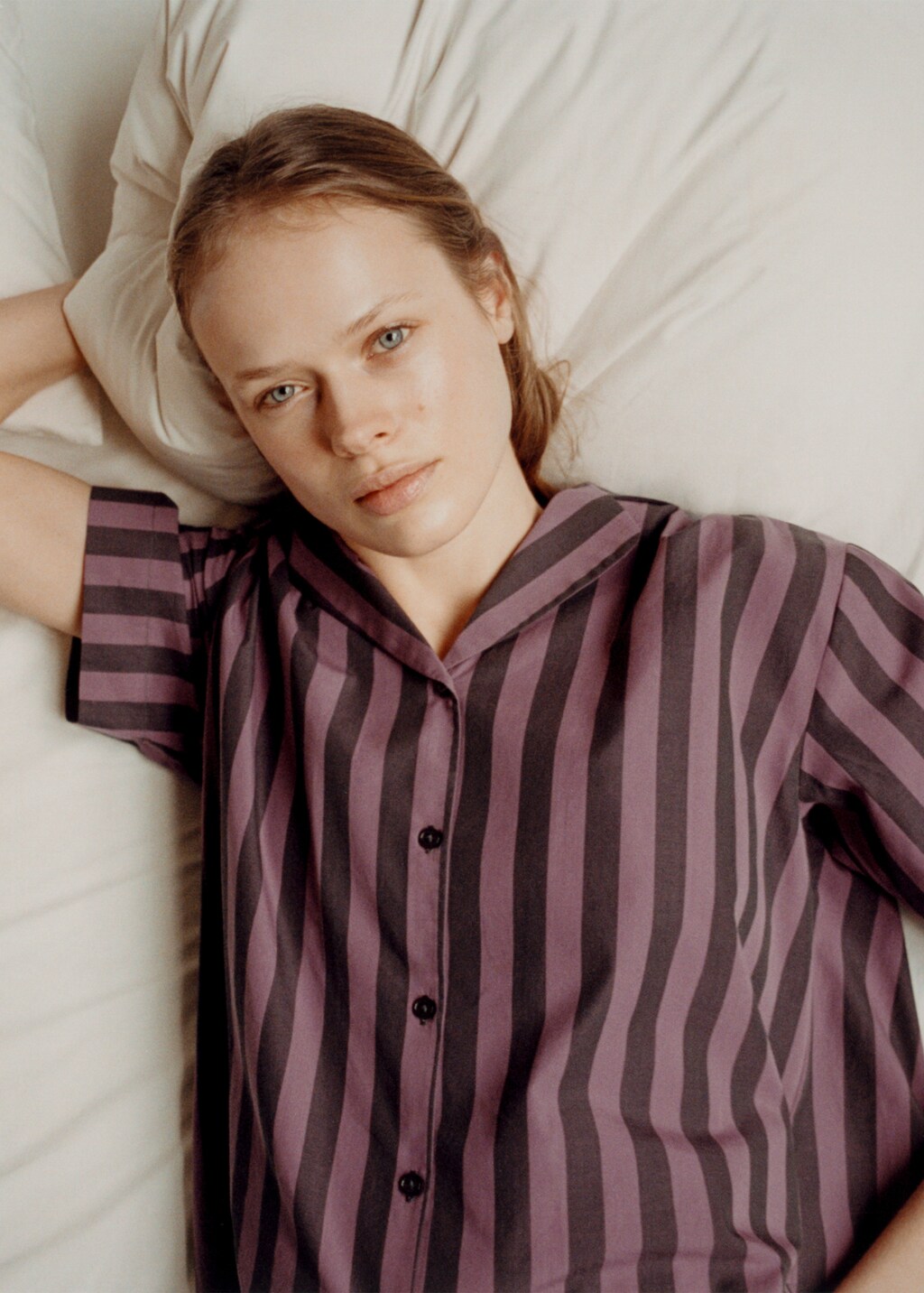 Woven two-tone striped t-shirt - Brown