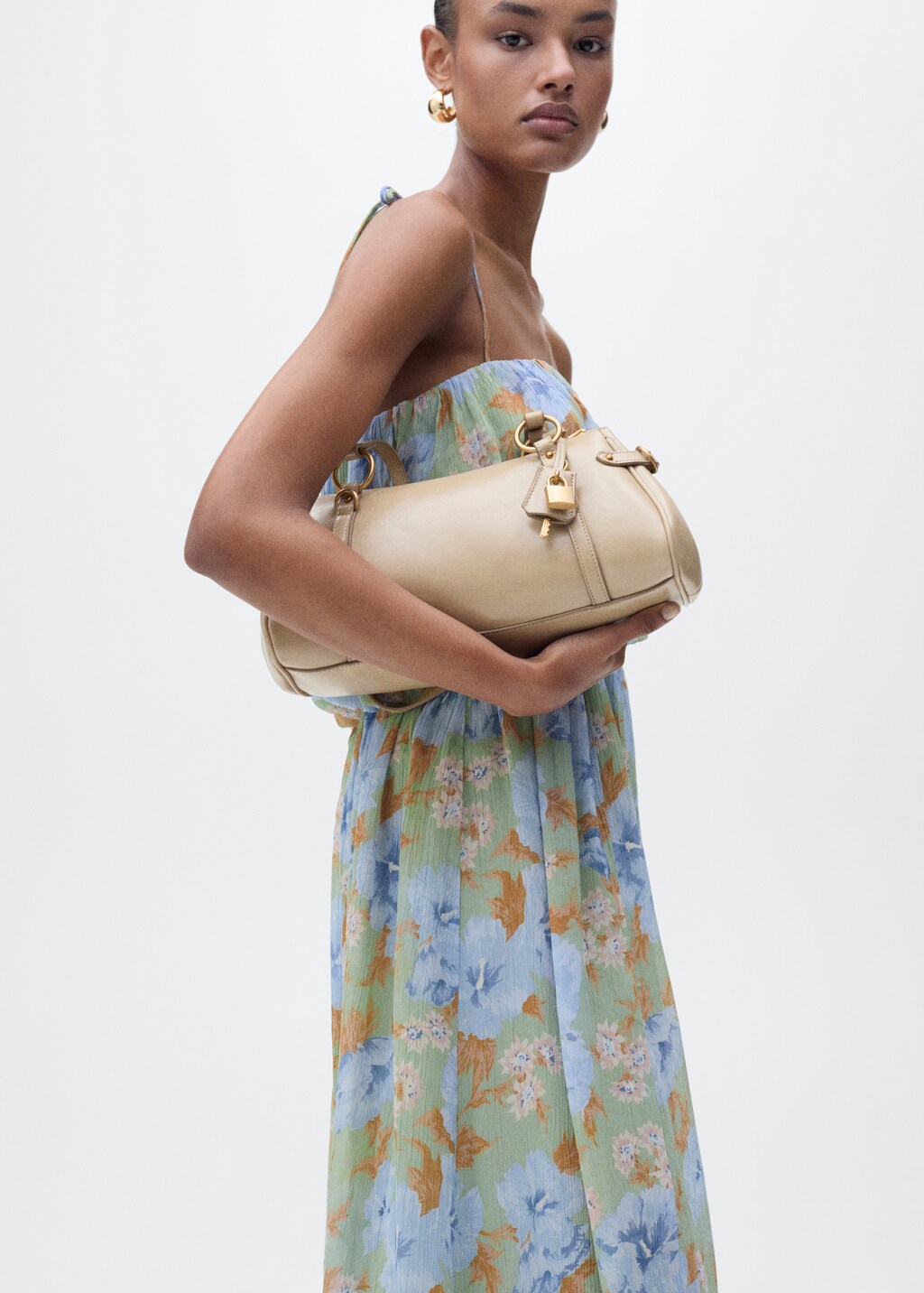 Floral dress with gathered waist - Mint Green