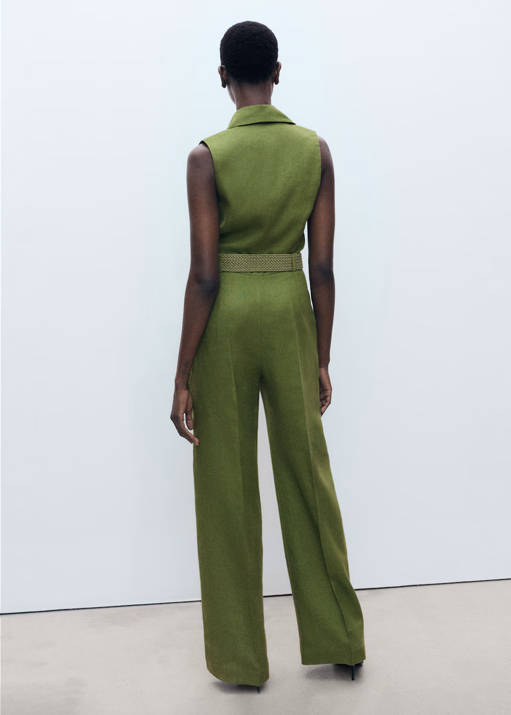 Shirt jumpsuit with belt - Red