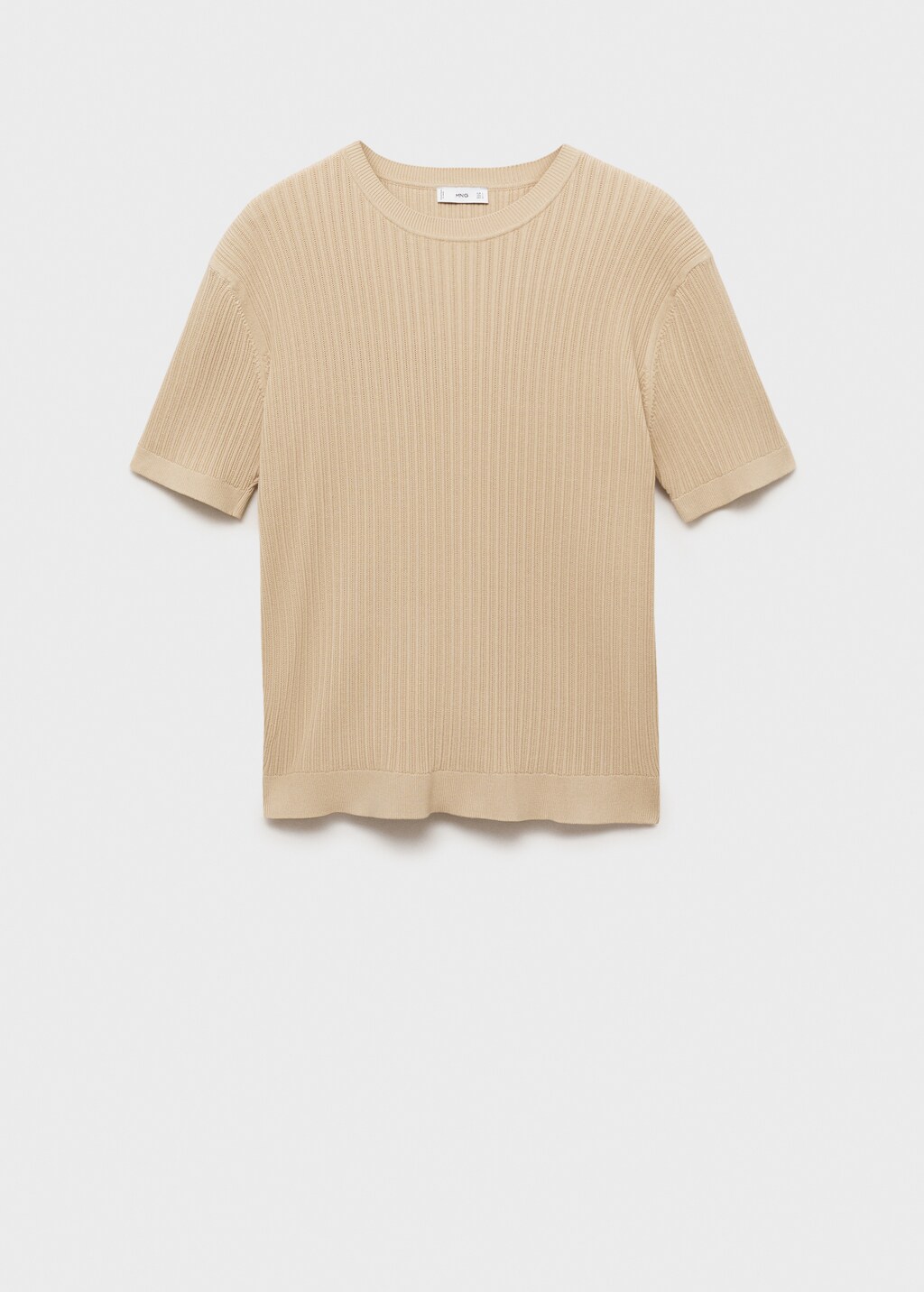 Braided cotton knitted T-shirt - Ecru