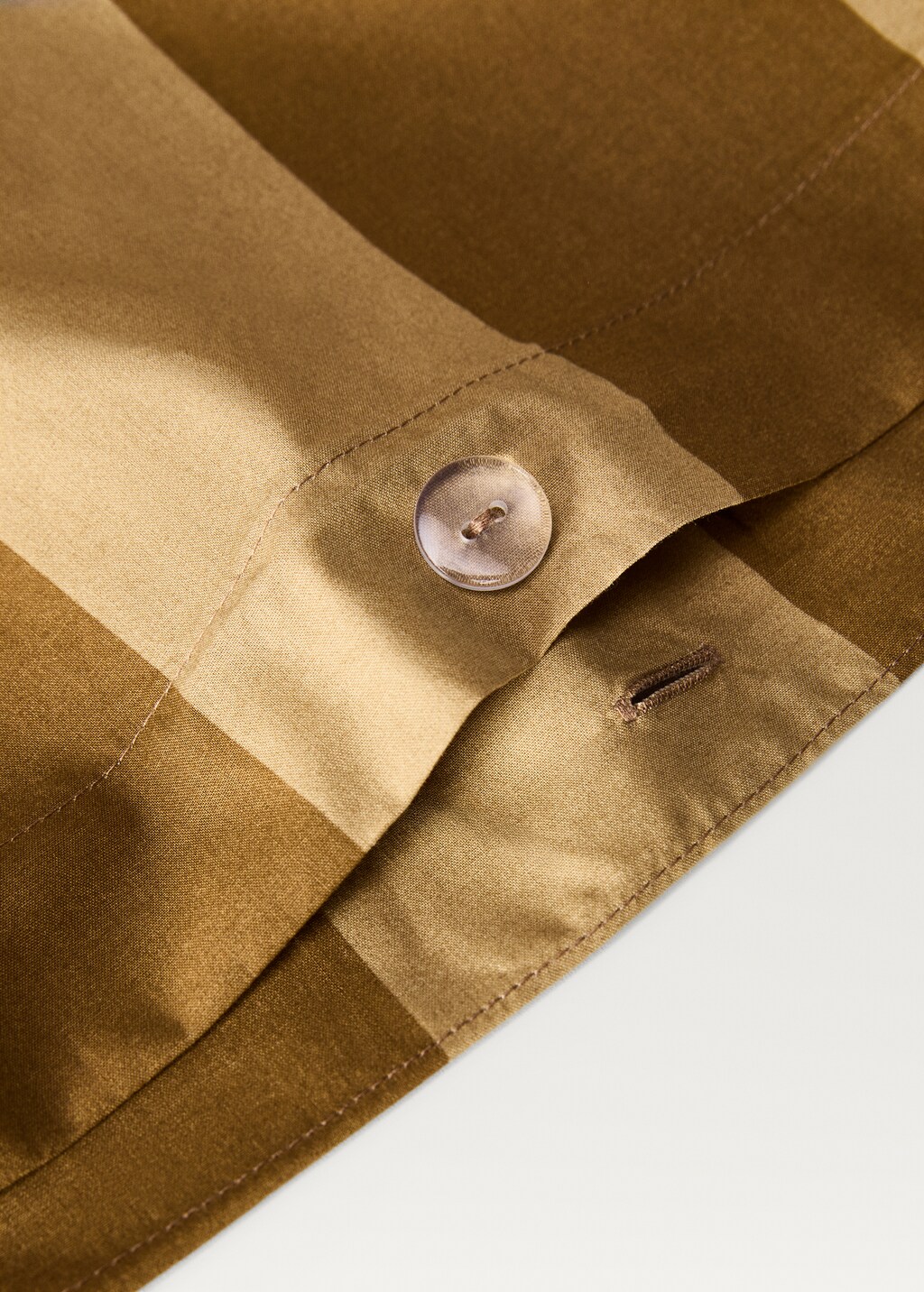 Cotton percale striped duvet cover, 150/160 cm - Medium Brown