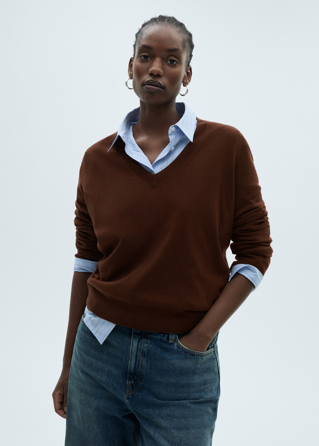 V-neck knit sweater - Sky Blue