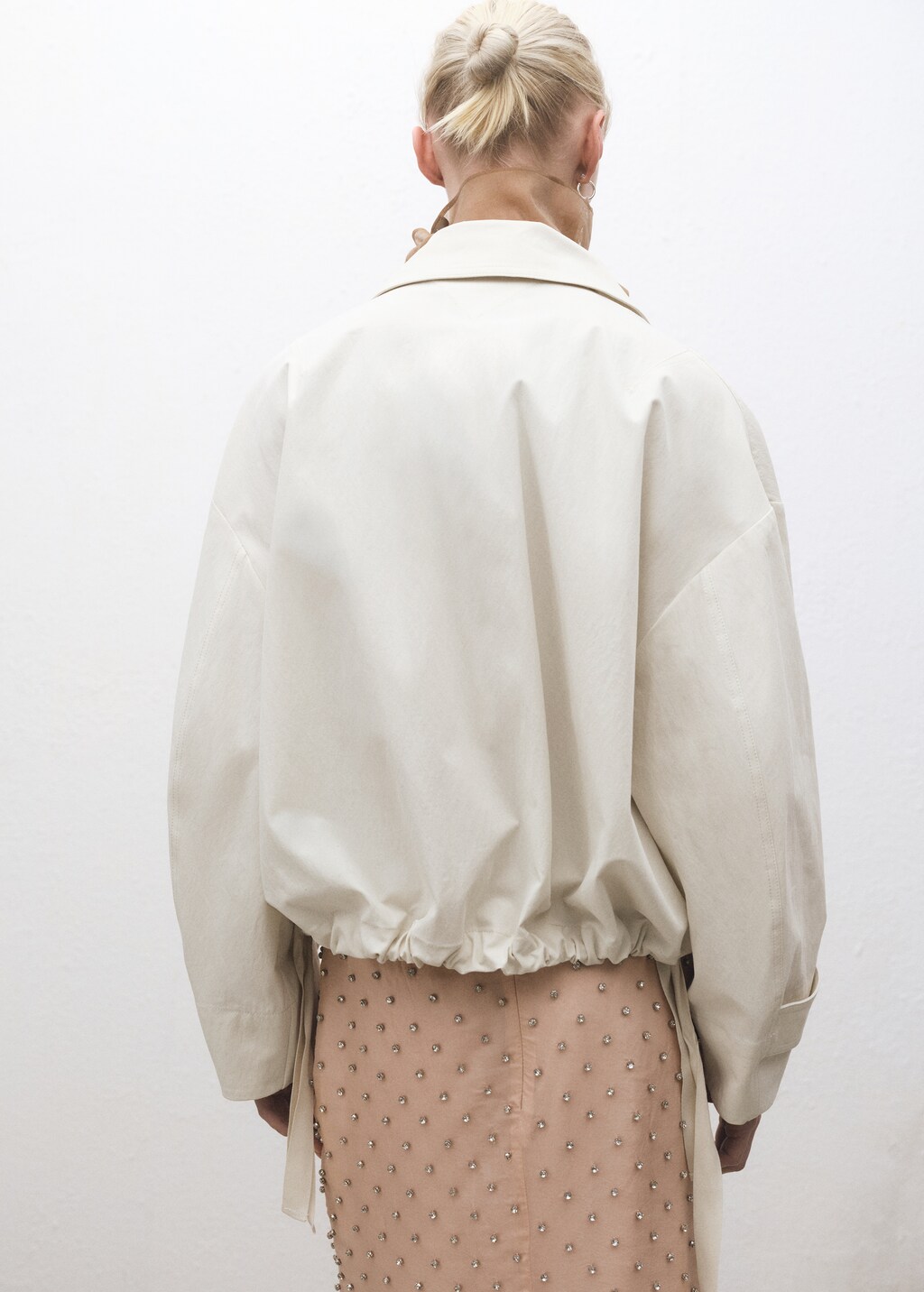 Bomber jacket with adjustable hem - Ecru