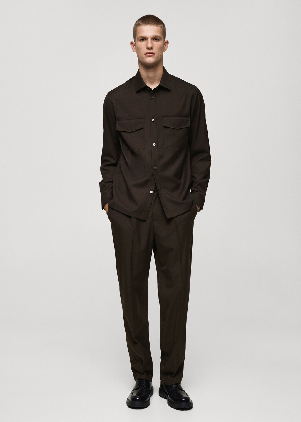 Regular-fit pleated trousers - Black