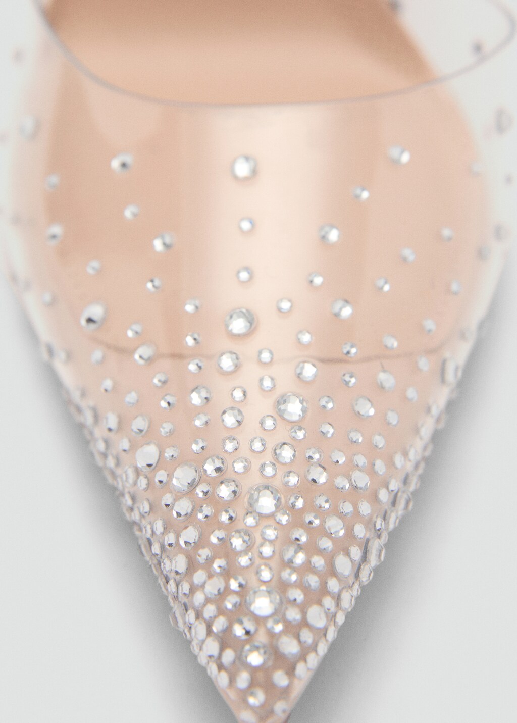 Transparent rhinestone pointed toe shoe - Nude