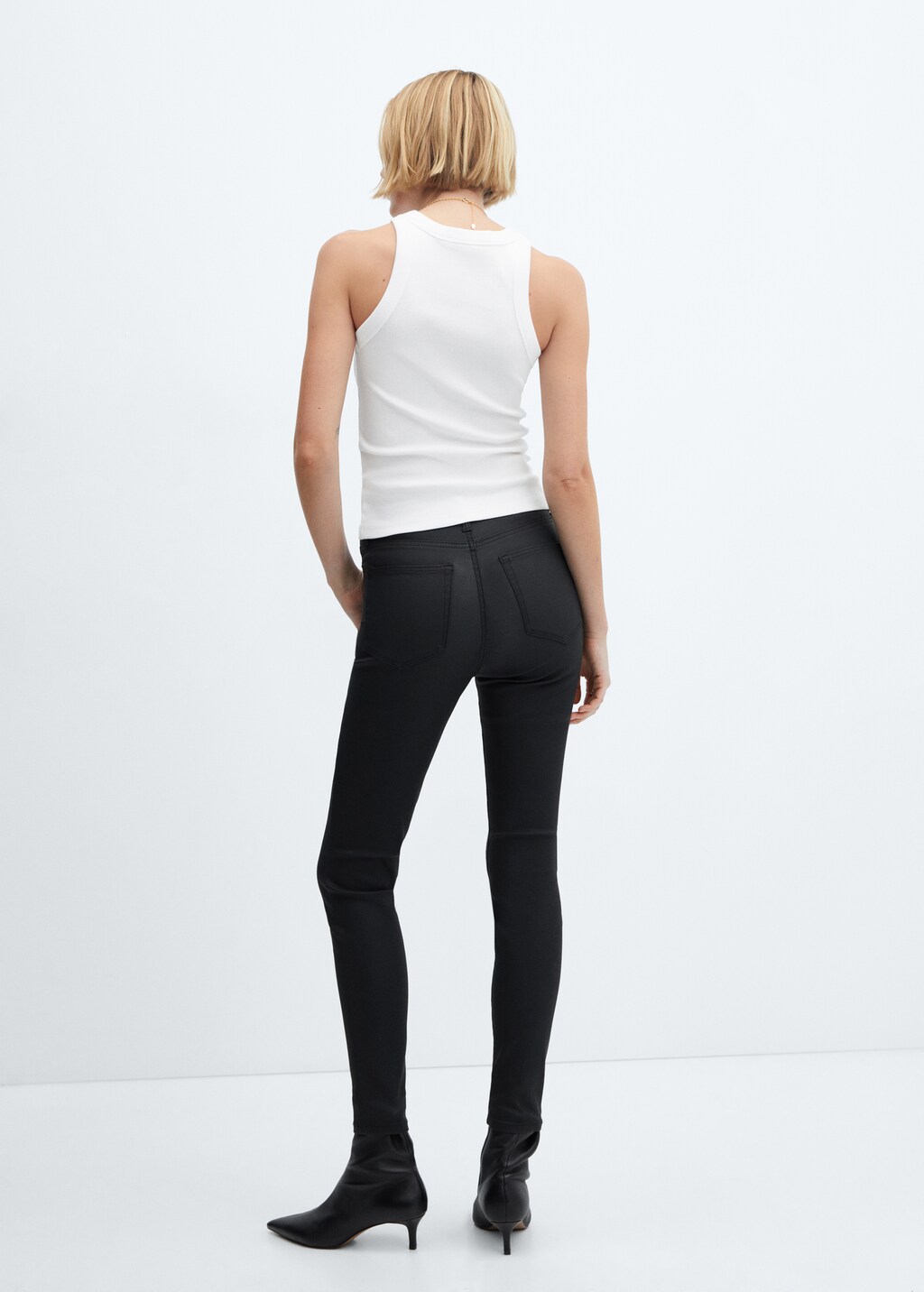 Waxed high-rise skinny jeans - Black