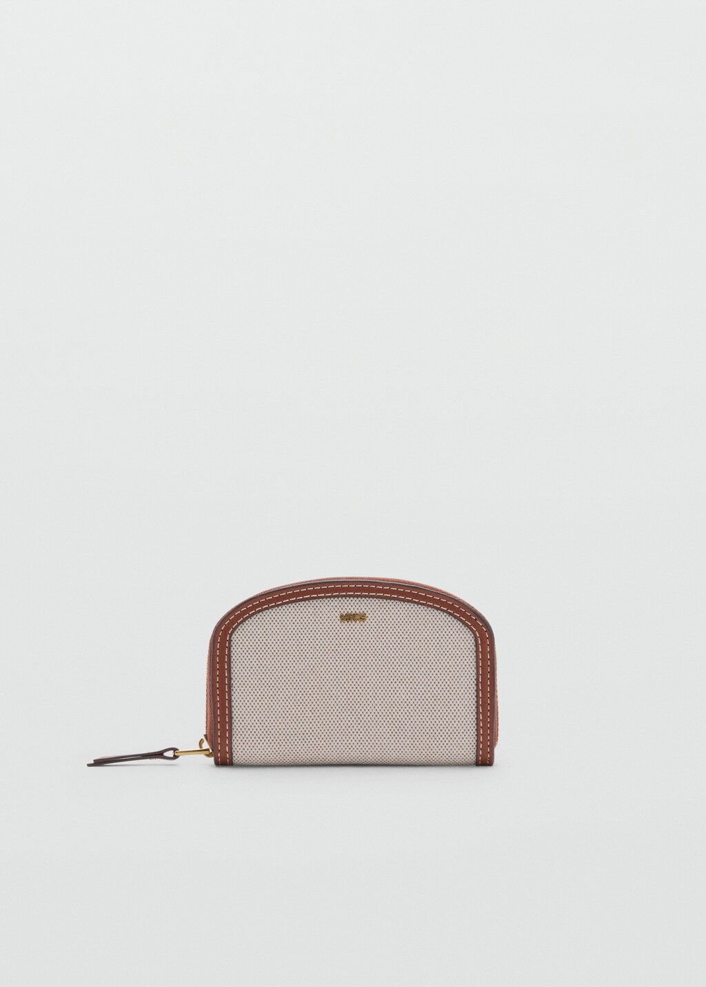Contrasting canvas oval wallet - Leather