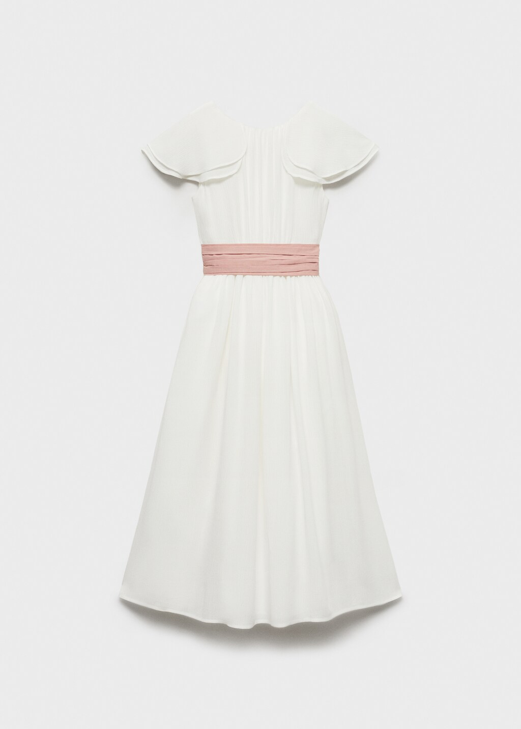 Bamboo-textured dress - White