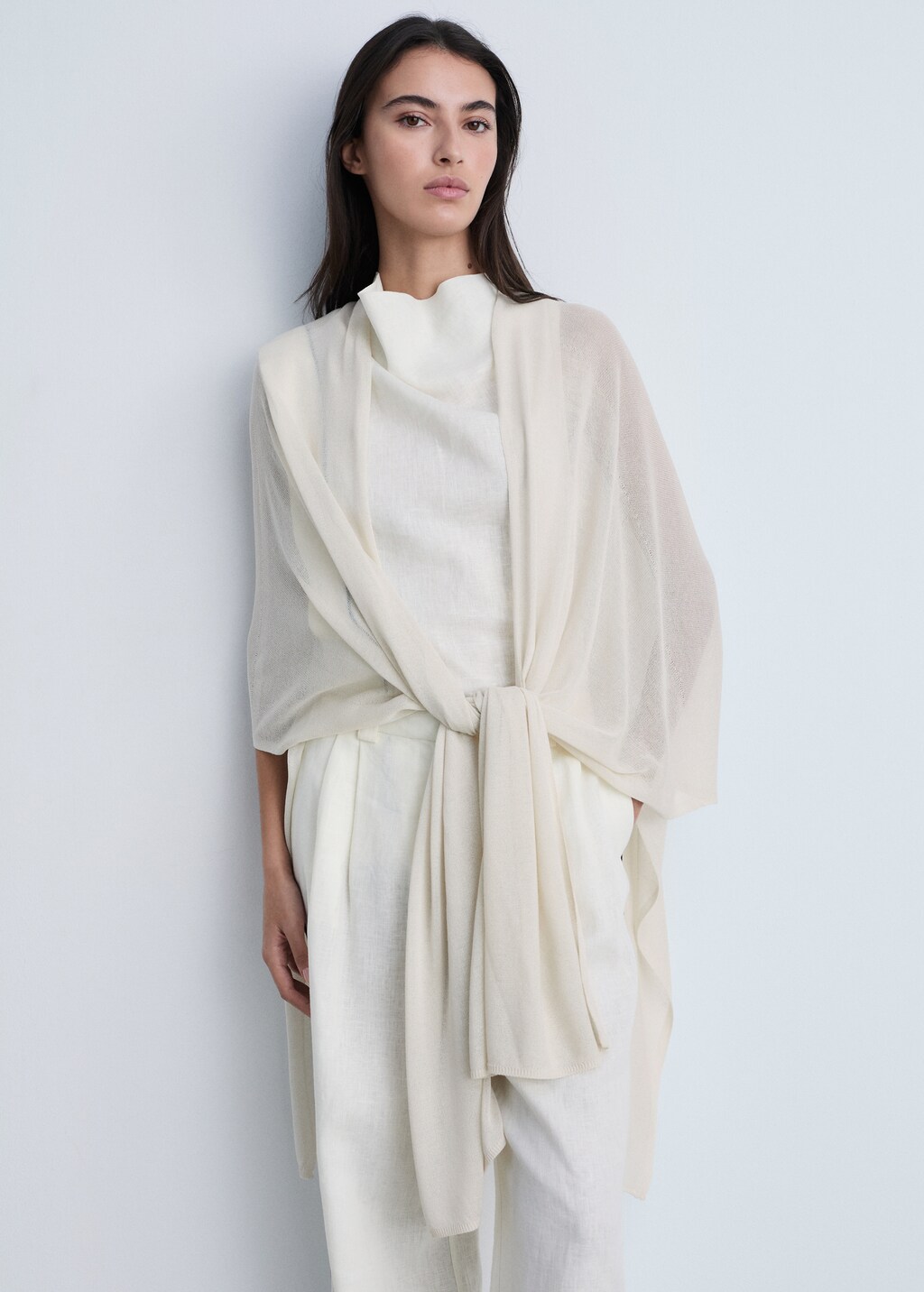 Fine knit long cardigan - Ice Grey