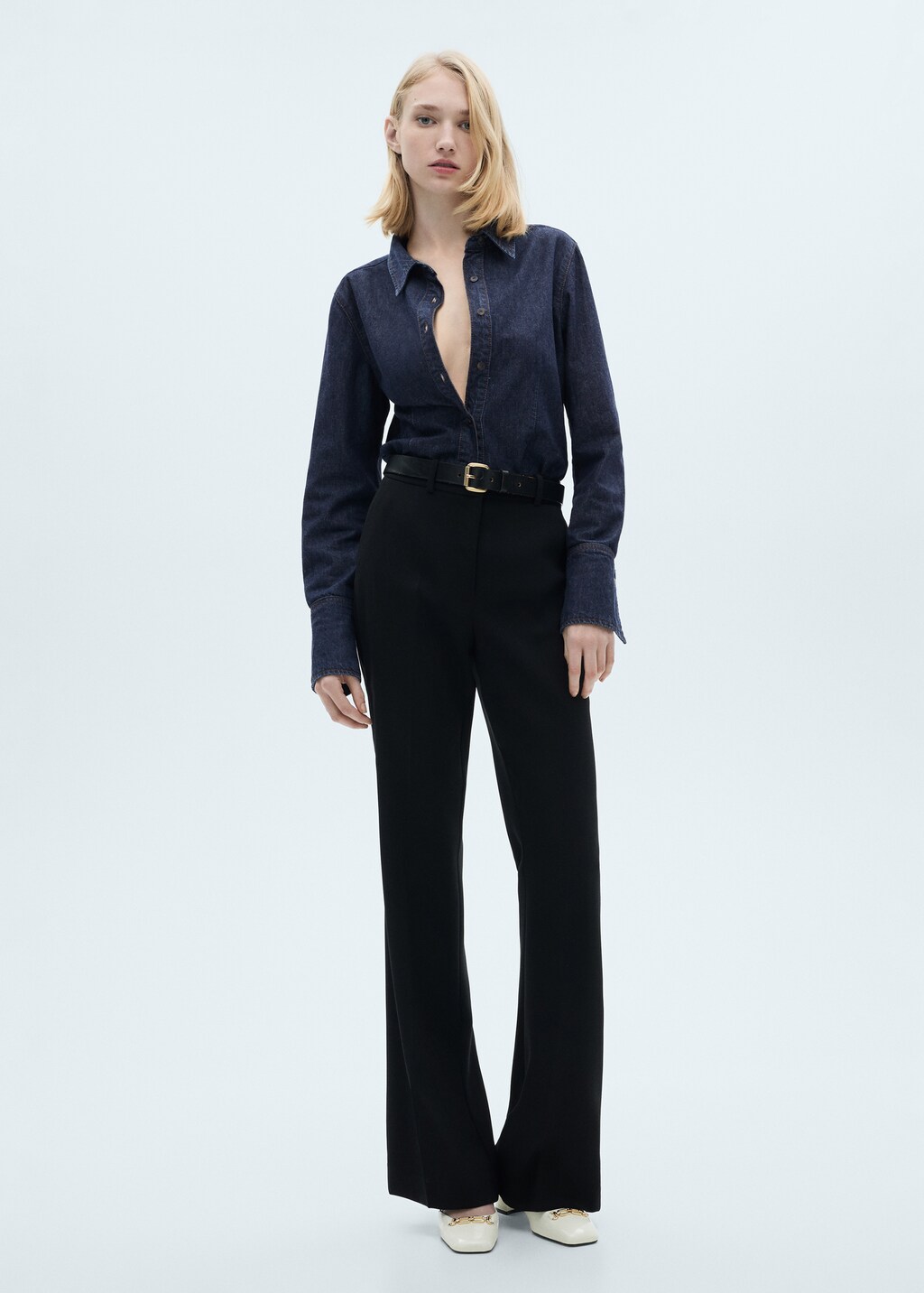 Rinse-wash denim shirt - Open Blue