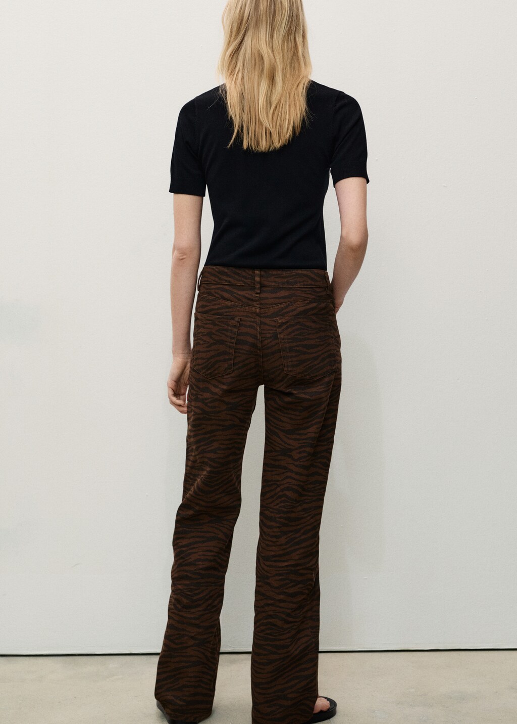 Zebra-print straight-fit jeans - Chocolate