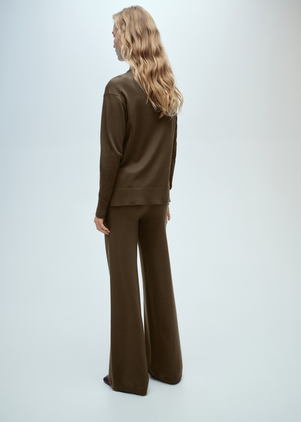 Fine-knit wideleg trousers - Ecru