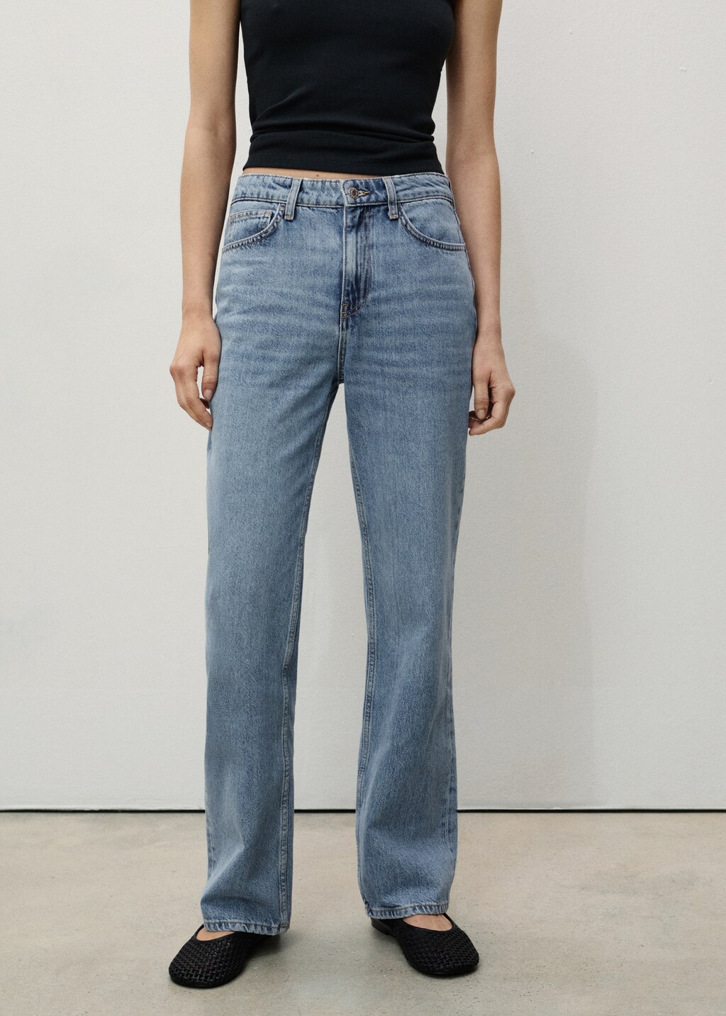 Matilda medium-rise straight-fit jeans - Black denim