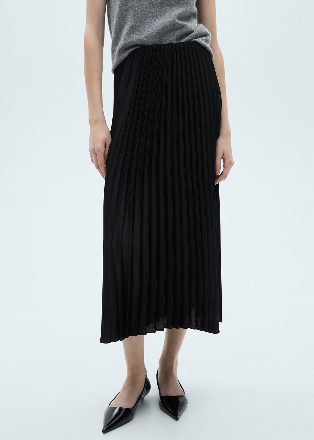 Straight pleated skirt - Black