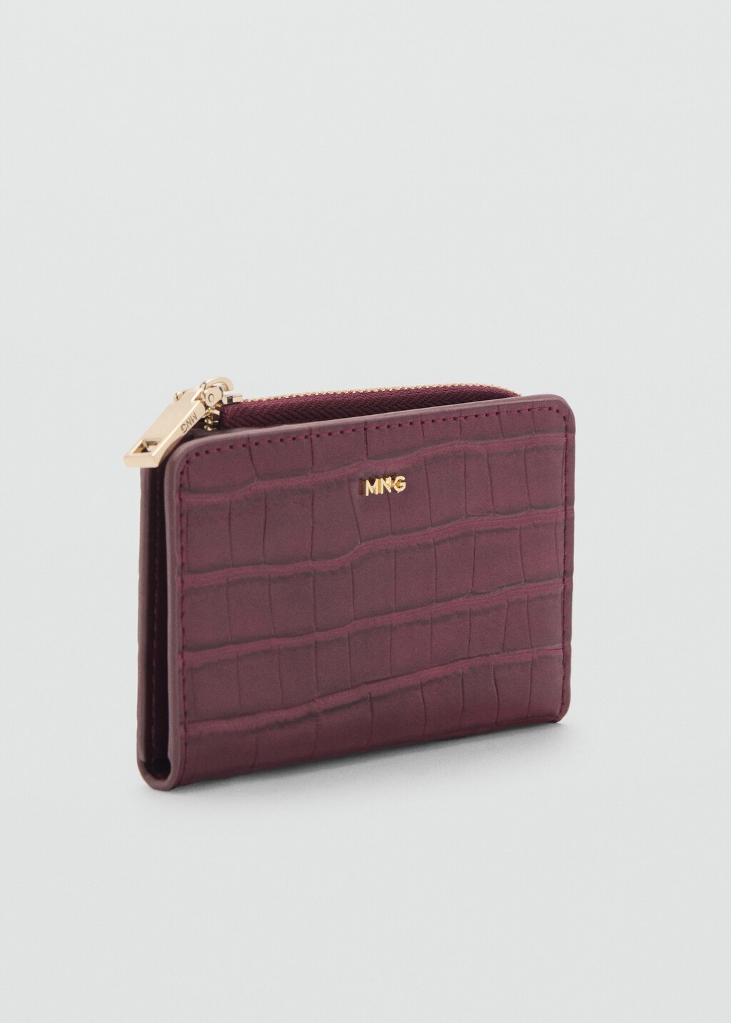 Croco wallet with zip - Burgundy
