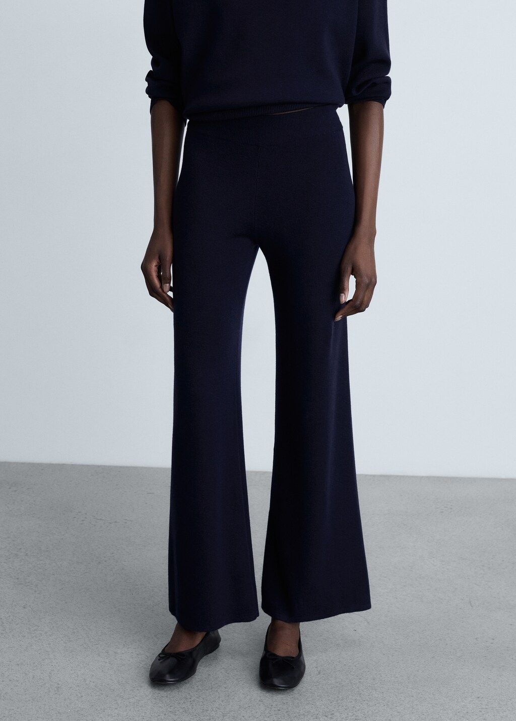 Straight knitted trousers - Dark Navy