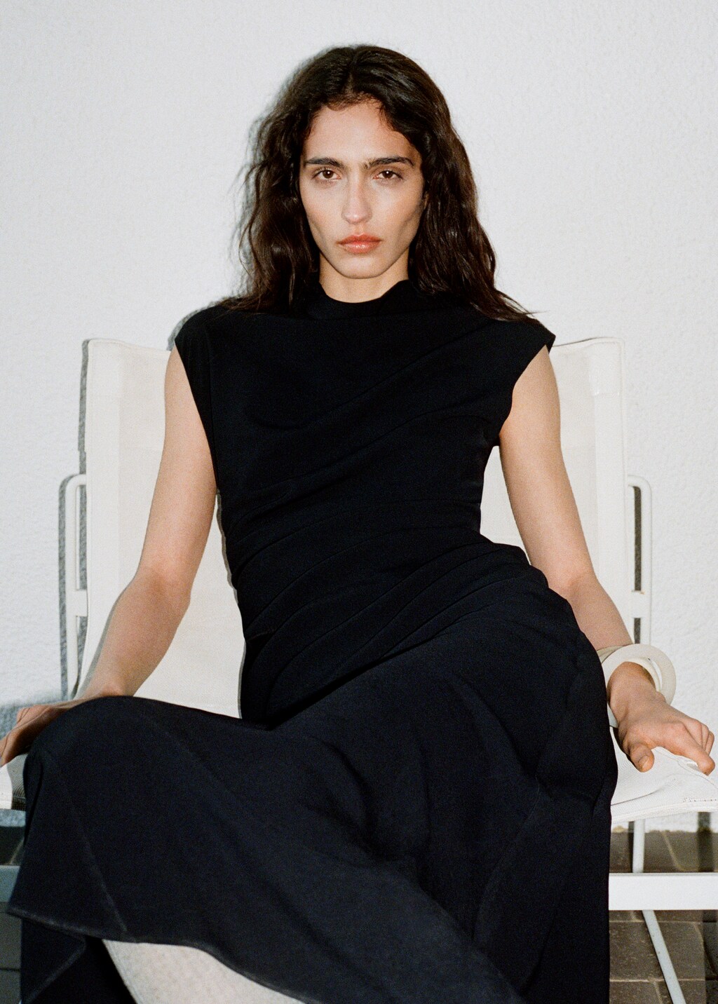 A-line dress with draped waist - Green