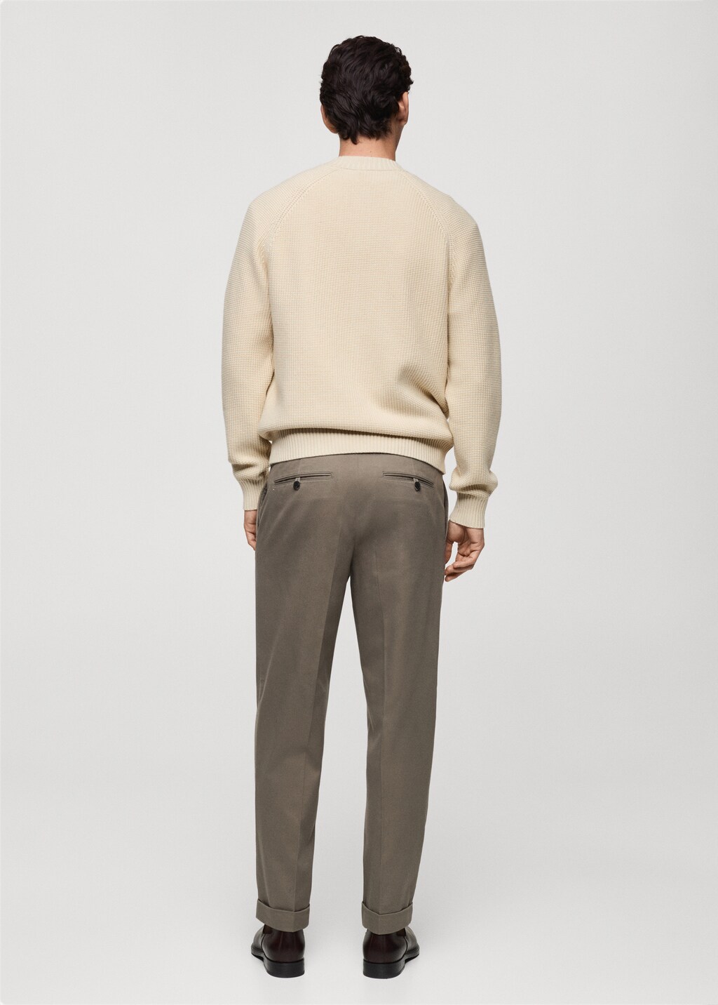 Structured knitted cardigan with zip - Sand