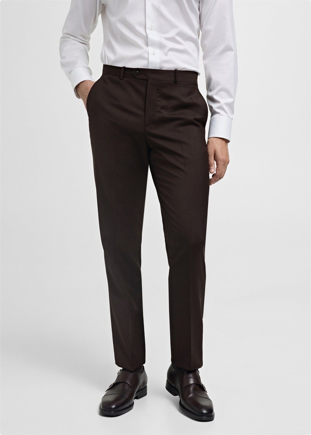Venice 100% virgin wool suit trousers - Brown