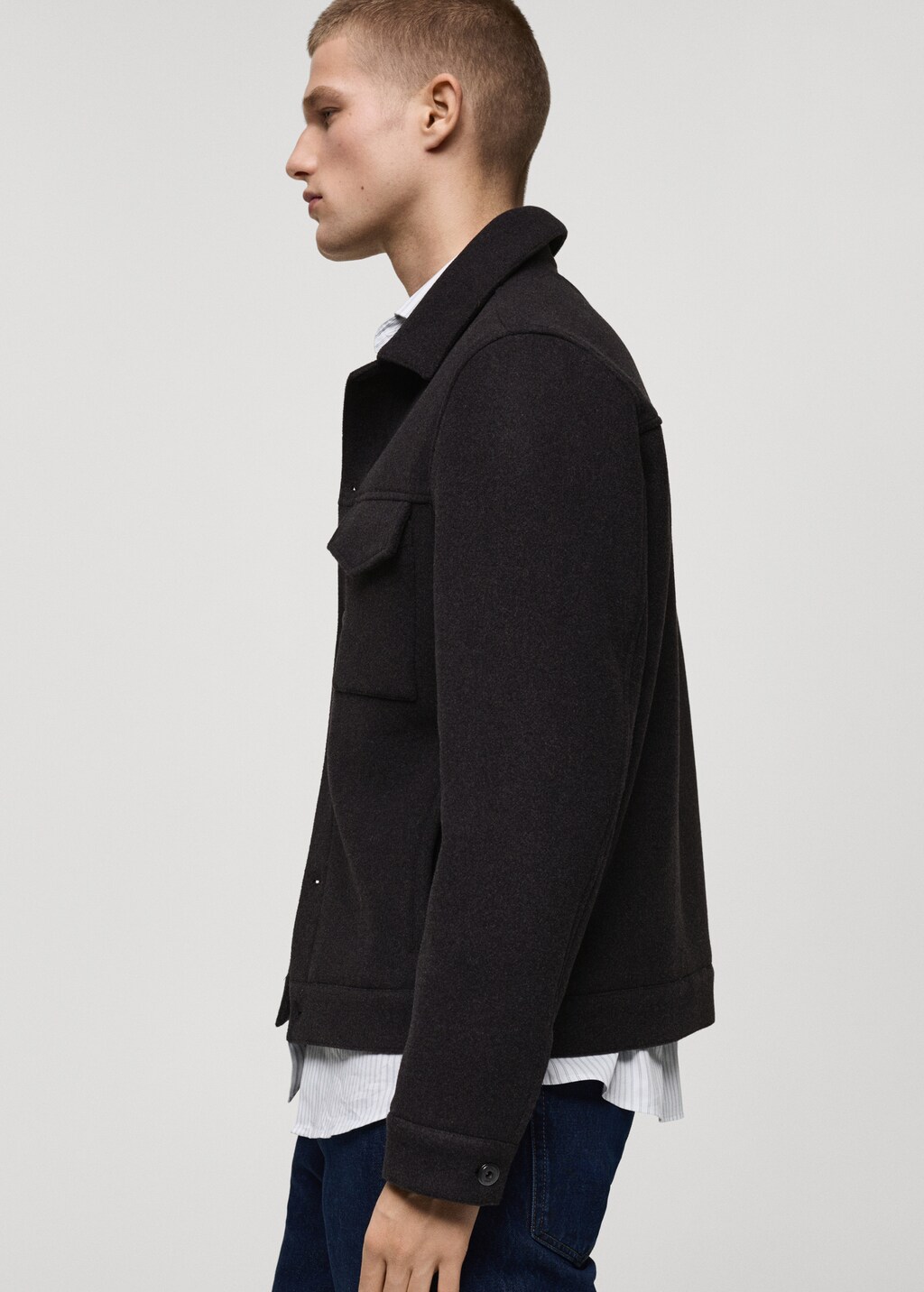 Regular-fit wool jacket - Charcoal