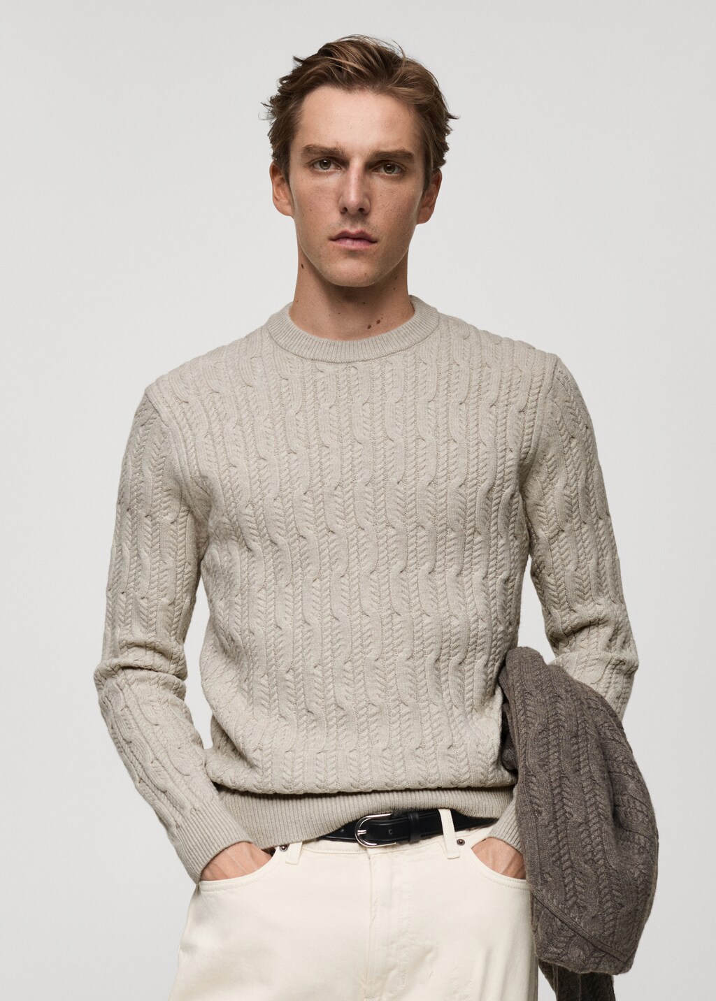 Braided knitted sweater - Mink Grey