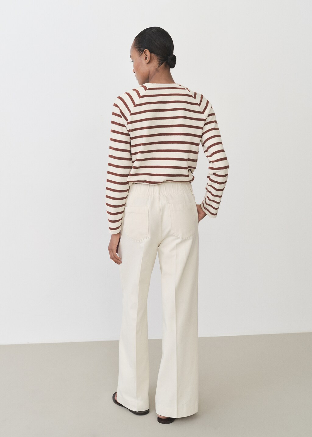 Striped round-neck sweatshirt - Navy