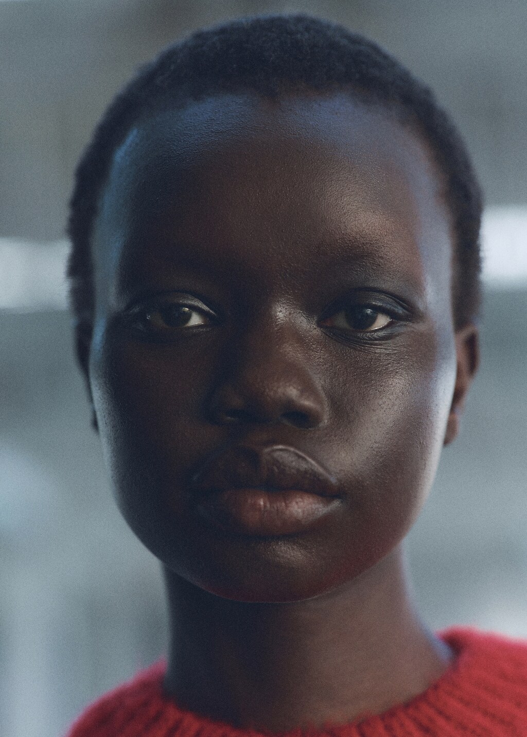 Chunky-knit striped sweater - Red