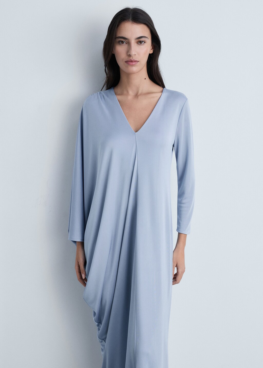 Asymmetric draped gown - Sky Blue