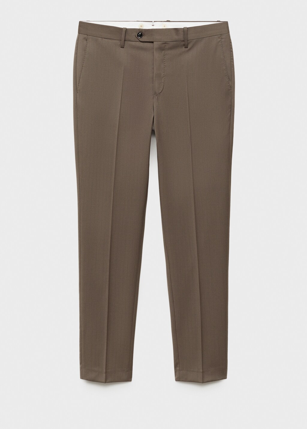 100% virgin wool herringbone suit trousers - Medium Brown