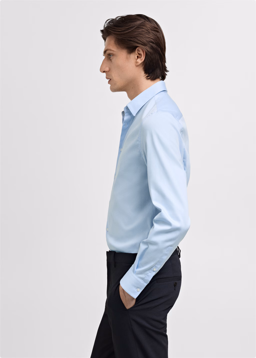 Super slim fit cotton stretch suit shirt - Brown