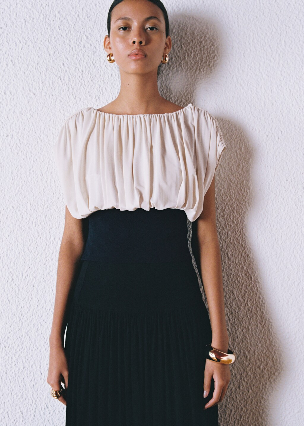 Combined draped top - Ecru