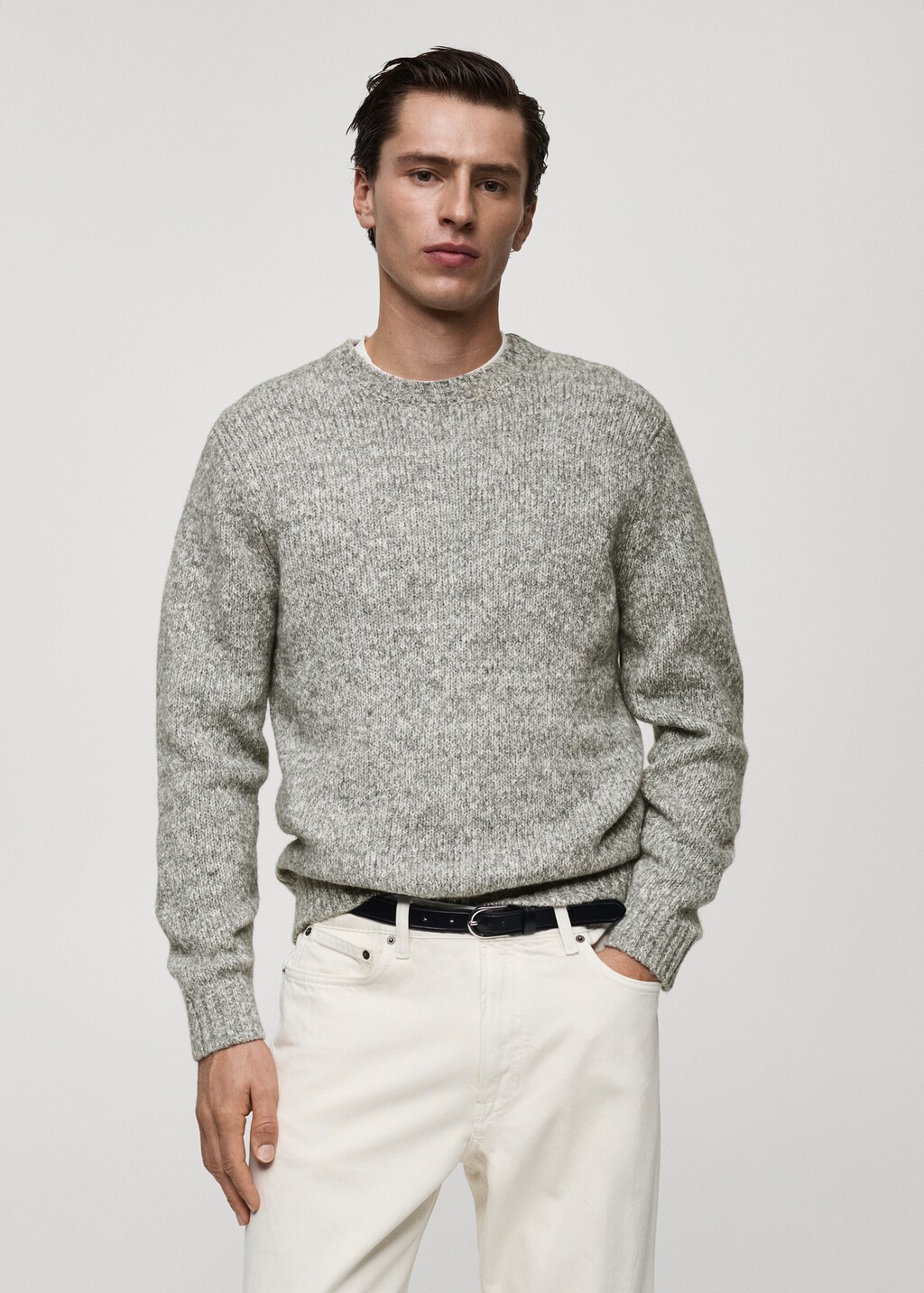 Fleece and cotton sweater - Light Heather Grey