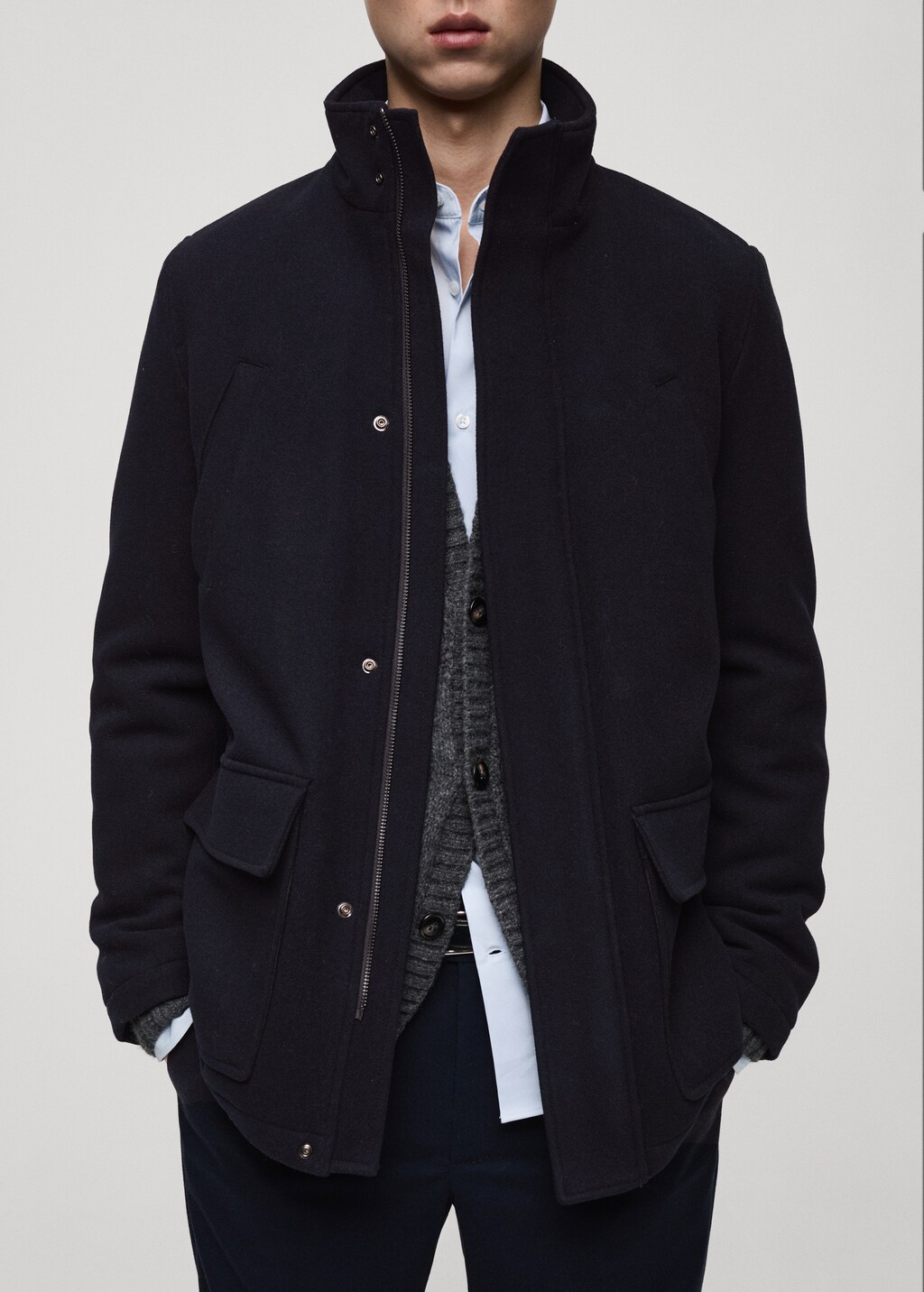 Quilted wool inner coat - Dark Navy